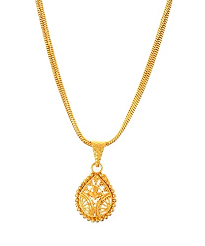 Image of Handicraft Kottage 1gm 22Ct Gold Plated chain with Pendant | latest & Stylish Celebrity Inspired Chain /Necklace /Jewellery Set /Fashion jewellery for Men, Women Boys Girls