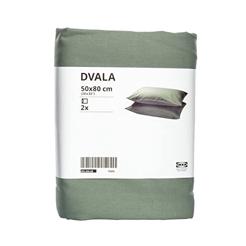 Ikea DVALA Pillowcases, Grey-Green, 50 x 80 cm, 100% Cotton, 205.496.68 - Pack of 2