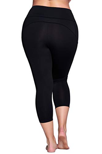 Women's Plus Size High Waist 7/8 Compression Workout Leggings with Pocket 27" Inseam4
