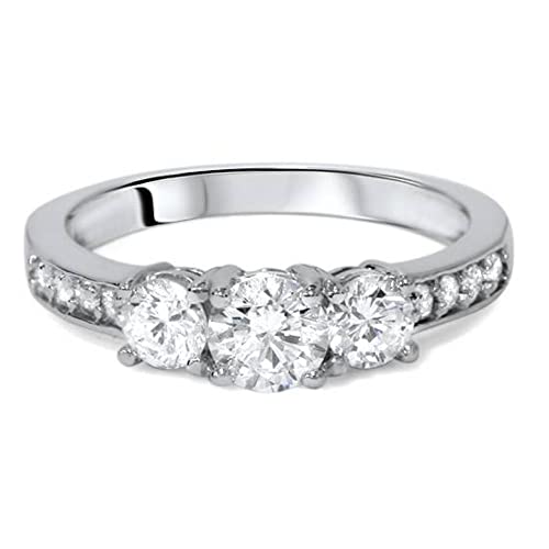 Pompeii 1ct Diamond 3 Three Stone Engagement Ring 10K White Gold2