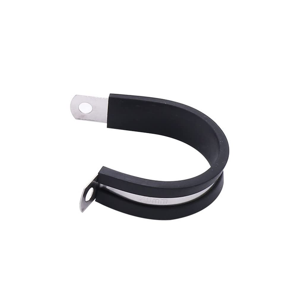 2 x 304 Stainless Steel P-Clamps with Rubber Coating: Adjustable Clamp for Hoses and Cables.(16mm)