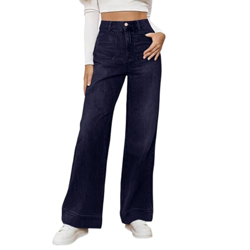 Jean large taille haute vintage pour femme style décontracté