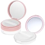 Abaodam 2個 散粉盒 携帯用トラベル 伸縮メッシュ付きルースパウダーケース 小型化粧品コンテナ 鏡付きメイクパフ兼用ボディパウダー収納
