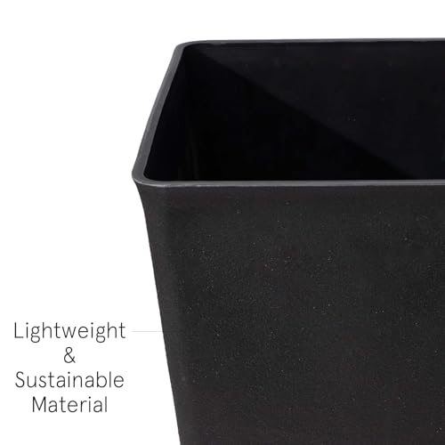 La Jolíe Muse Tall Planters 20 Inch, Flower Pot Pack 2, Patio Deck Indoor Outdoor Garden Tree Planters (Black)