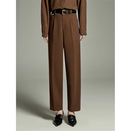 Women's Wool Suit Trousers High Waist Straight Leg Winter Business Pants3