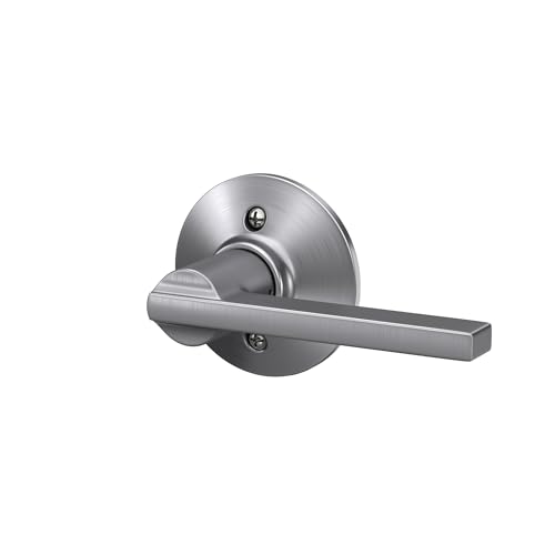 Image of SCHLAGE Latitude Non-Turning Dummy Door Handle, Reversible, Satin Chrome | Non-turning dummy lever door handle with no latch or lock, Decorative pull, One sided, Easy to install, Certified durability