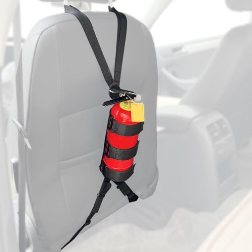 1-Pack Car Fire Extinguisher BracketAdjustable Extinguisher Mount Strap for 2.5-3.3lb Extinguisher Use for Universal Truck ATV Car & More Car Roll Bar Fire Extinguisher Mount Holder