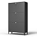 3 Drawer All Steel Shoe Cabinet, Freestanding Shoe Rack Storage Organizer with Flip Door, Modern Tipping Bucket Shoe Cabinet for Entryway, Hallway, Bedroom, Black (Requires Assembly) OT603