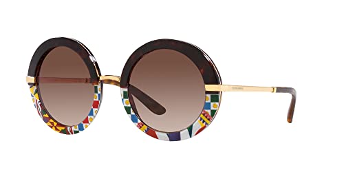 Dolce & Gabbana DG 4393 327813 Top Havana/Handcart Plastic Round Sunglasses Brown Gradient Lens