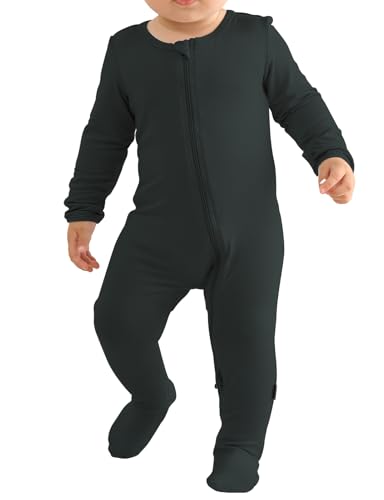 Image of Ekkimy Long Sleeve Baby Footies Bamboo Rayon Romper Infant Double Zipper One-Piece Clothes Boys Girls Outfits