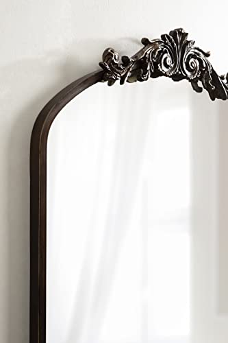 Image of Kate and Laurel Arendahl Ornate Traditional Arched Mirror; 24 x 36; Bronze; Decorative Baroque Style Arched Wall Mirror with Ornamental Crown