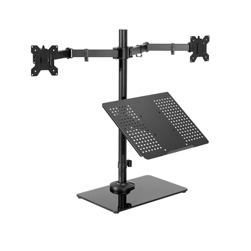 ZCERA Soporte de Escritorio for computadora portátil y Dos monitores con Base for Pantallas de computadora de 32' -