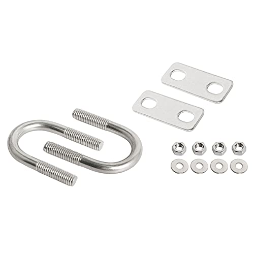 Image of Round U-Bolts 1.06 Inch (27mm) Inner Width M8 Thread 304 Stainless Steel Silver with Plates Nuts Flat Washers for CarRVTrailer Bumper, 2Pcs, M8x27mm