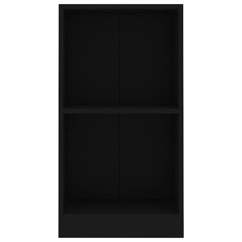 Bücherregal Schwarz aus Holzwerkstoff 40x24x75 cm mit 2 Etagen, stabiles Regalsystem für Wohnzimmer, Büro, Schlafzimmer, vielseitiger Stauraum, einfache Pflege, wandmontierbar
