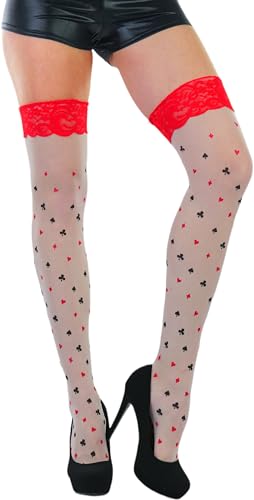 Image of ToBeInStyle Women's Harlequin Jester Thigh High Stockings Playing Card Checkered Opaque Halloween Costume Hosiery