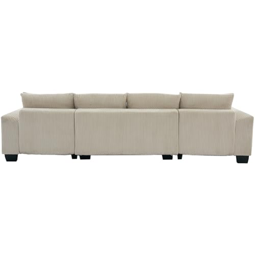 Image of ERYE 114-Inch Oversized U-Shaped Sleeper Sectional Sofabed, U Shaped Pull Out Sleeper Couch Symmetrical Convertible Sectional Sofa Bed with Double Chaise Daybed & Toss Pillows