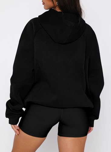 onlypuff Women Half Zipper Pullover Sweatshirt Long Sleeve Hoodies Kangaroo Pocket Fleece Basic Sweater
