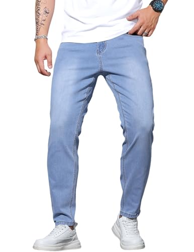 Men's Skinny Fit Jeans Slim Fit Denim Pants Stretchy Jeans Tapered Leg Trousers Streetwear with Pockets