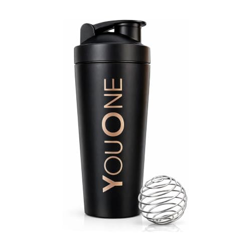 Image of YOUONE Stainless Steel Shaker Bottles For Gym - 100% Leakproof Guarantee, Ideal For Protein, Pre Workout, Bcaas & Water Bpa Free Material (Red) (Black)