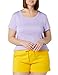 Amazon Essentials Women's Slim-Fit Cap-Sleeve Scoop Neck T-Shirt, Pack of 2, White/Lavender, Large