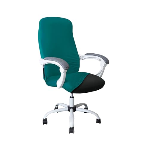 Image of HOKIPO 'SereneSolids' 140 GSM Office Chair Cover for Desk Chair (Mid-Back) - Stretchable Fabric, Washable, Durable & Anti-Slip - Fits Mid-Back Office Chairs, Teal (AR-5221-TEAL-M)