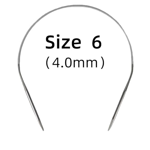 Image of Size 6 Stainless Steel Circular Knitting Needles 16 Inch 4 mm Set Round Metal (Silver, 16 inch-6-(4mm))
