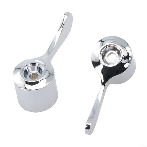 Image of Basin Sink Tap Reviver Replacement Lever Heads Conversion Kit, with 1/4 Turn Chrome on Solid Brass Handles, for Updating Old and Broken Taps, for DIY Use in Bathroom or Kitchen