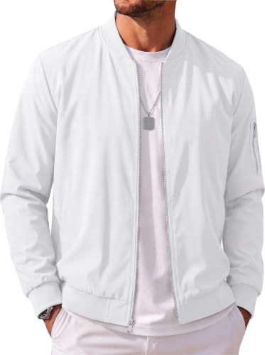 Image of MAGCOMSEN Men's Jacket Lightweight Windbreaker Bomber Jacket Windproof Casual Jacket Zip Up Coats Outwear with 5 Pockets