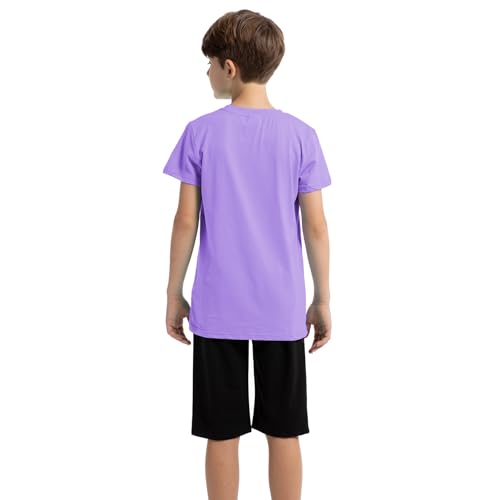 Image of amropi Boys Shorts Set Cotton T-Shirt and Short Pants 2 Pieces Summer Tracksuit for Age 2-12 Years