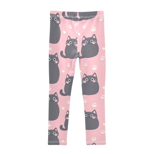 Cat on Pink Girls Leggings,Workout Leggings for Girls Toddler Athletic Legging Size for 3-10T2