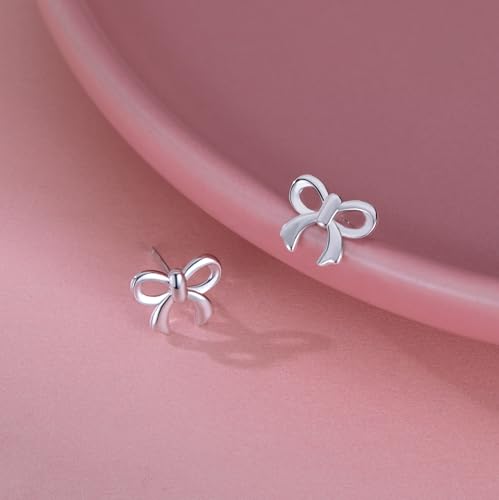Reffeer Solid 925 Sterling Silver Tiny Bow Studs Earrings for Women Teens Bowknot Studs Earrings4