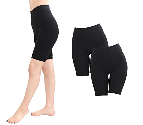 Smile LaLa ブラック 3分丈 2個 セット XL-2XL レディース 日本製 綿混 コットン 女性 レギンス パンツ スパッツ ストレッチ 伸縮性 通気性 まとめ買い 組 2本 2点セット 2点レギンス 昼 用 無地 あり 厚手 丈夫 対策 通気 履ける ギフト ふつう お部屋 可愛いい ぴったり 柔らかい 透けない 股ずれ防止 股擦れ防止 レディース用 ハイウェスト ピッタリサイズ