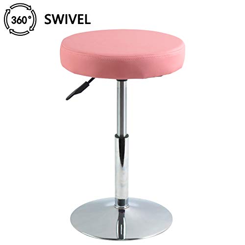 Image of FURWOO Pink Short Shop Stool - Height Adjustable Swivel Chair Stool for Office,SPA,Salon,Manicure and Tattoo Stations Small