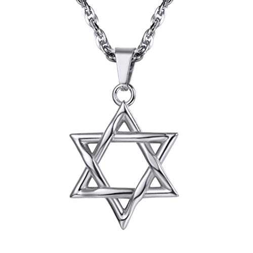 PROSTEEL Davidstern Kette Edelstahl Magen David Stern Anhänger mit 55+5cm Singapurkette Jüdischen Hexagramm Amulett Halskette Modeschmuck Accessoire für Juden