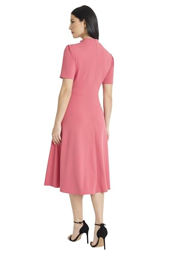 Image of Maggy London Women's Crepe Fabric Flight Attendant Bow Neck Tie Short Sleeve A-line