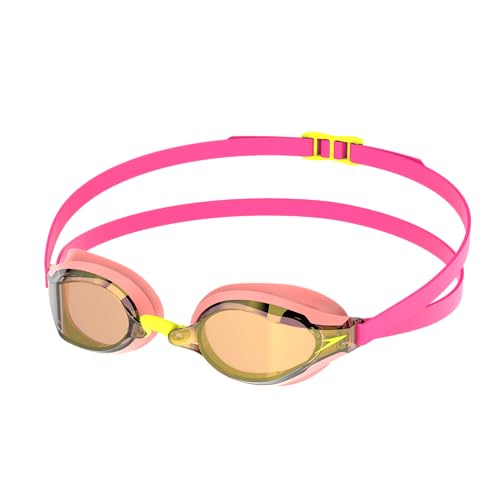 Speedo Adulto Unisex Gafas de Natación Fastskin Socket 2.0 Espejadas, Melón Neón/Vermillion/Espejo Dorado, Talla Única