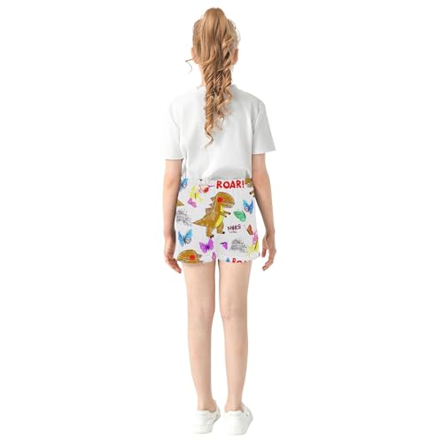 Girls Cute Cartoon Dinosaur Smile Shorts Colorful Athletic Summer Pajama Bottoms Youth Comfy Activewear, X-Small3