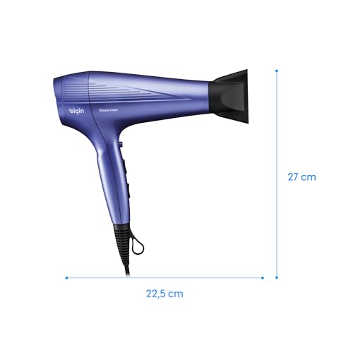 Secador de Cabelo Glossy Color Elgin 2.000W Tourmaline íon, Jato Frio e 7 opções de Combinações Roxo