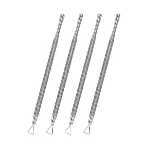 KALLORY 4 Pcs Raspador de Unhas para Remoção de Gel Aço Inoxidável Pregado Empurrador Triângulo Unha