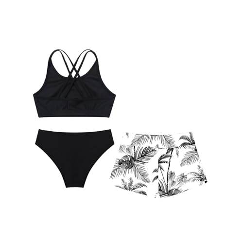 Moily 3 Pcs Rashguard Sets for Girls Swim Tank Top with Brief Shorts Athletic Swimsuit Beach Sunsuit