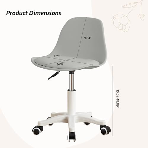 Image of Small Desk Chair Cute, Swivel Armless Task Chair with Soft Padded Cushion, Height Adjustable Home Office Desk Chair with Back for Adult, Study Room, Vanity, Office Work