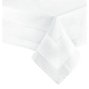 ZOLLNER damast tafelkleed, 140×180 cm, katoen, atlasrand, hoekig, wit