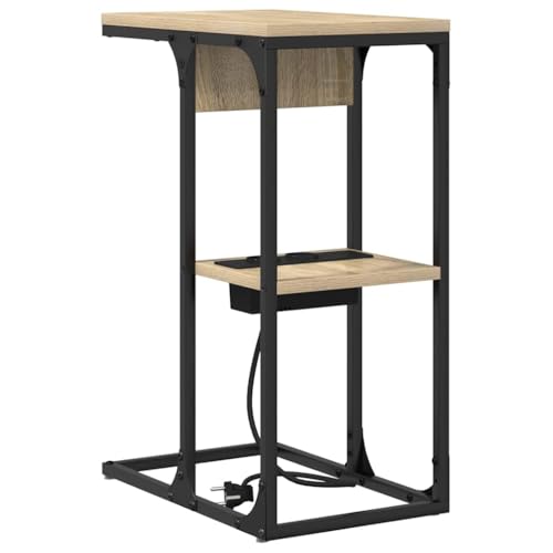 Table de chevet connectée 41,5x26x60,5 cm bout de canapé avec étagère - 2