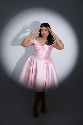 Bekvamlighet Off Shoulder Homecoming Dresses Short Satin V Neck Prom Dress Mini A Line Ball Gown for Formal Party4