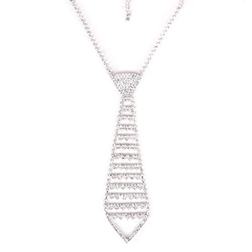 Motos, Apparel Tiuimk - Corbata glamorosa con diamantes de imitación, color plateado, ajustable, accesorio de moda, Como se muestra en la imagen principal, talla �nica