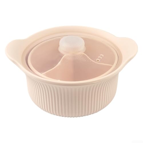 Olla de silicona para cocinar al vapor para microondas con tapa, compatible con freidora de aire, proporciona un método de cocción seguro para preservar sabores y nutrientes naturales (caldera grande