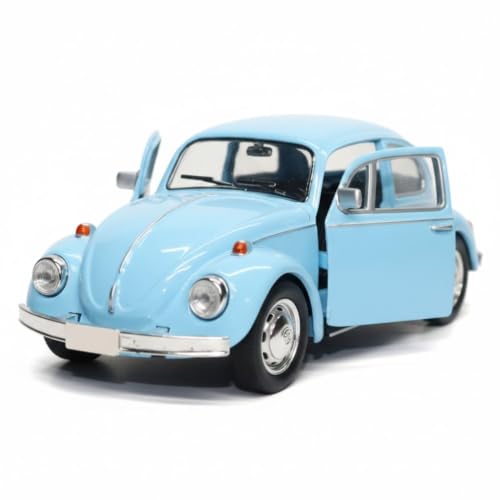 Image of Vintage Die-Cast Metal Toy Car with Openable Doors & Pull Back Action, 1:36 Scale Classic Model Vehicle, Durable Metal Body, Kids Toy Gift for Boys & Girls 3+ Years (Pack of 1) (Blue)