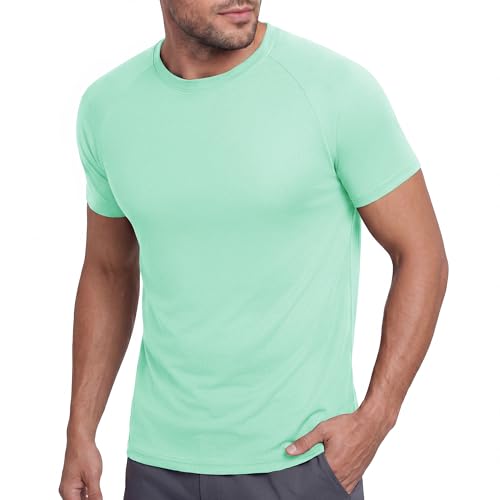 Image of BOOJO Workout Mens Shirts - Casual Quick Dry Moisture Wicking T-Shirts Crew Neck Short Sleeve for Gym Athletic Running