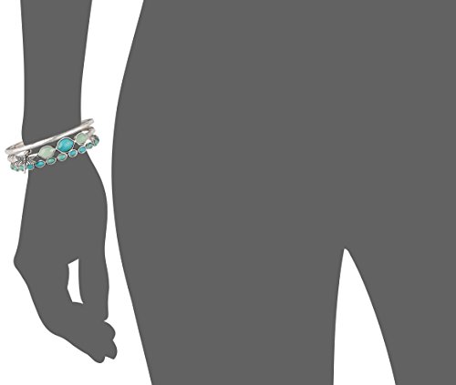 Lucky Brand Bracelet Set, Silver-Tone Turquoise Dragonfly Bangle Bracelets3