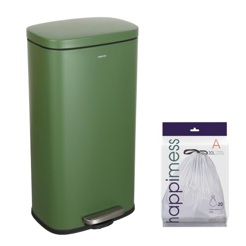 Image of happimess Curtis 8 Gal Step Trash Can Soft Close 25 inch, Pine Green